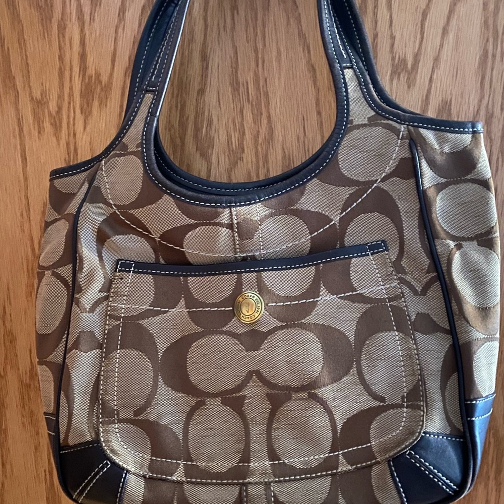 Brown shoulder coach purse